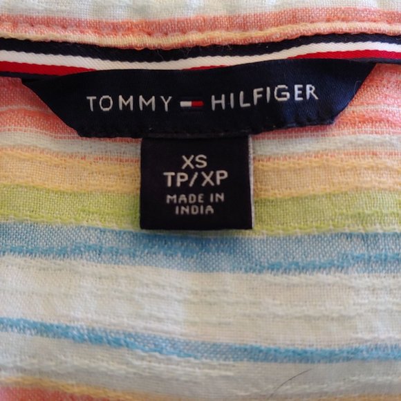 Tommy Hifiger long sleeve button down stripe dress with drawstring XS - Picture 11 of 13